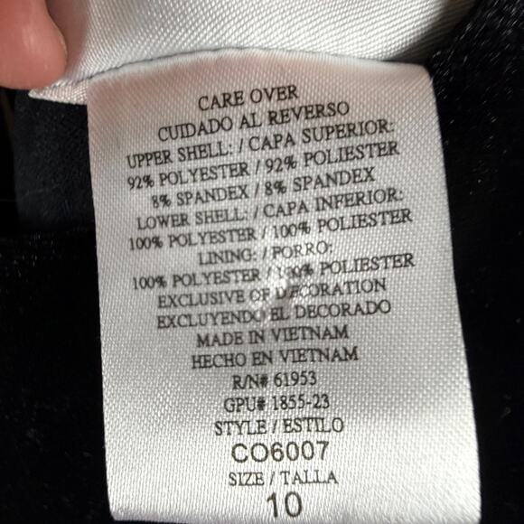 Jona Michelle Kids Black Velvet Dress Size 10 Red Glitter Mesh Lace Bow Holiday - Picture 6 of 11